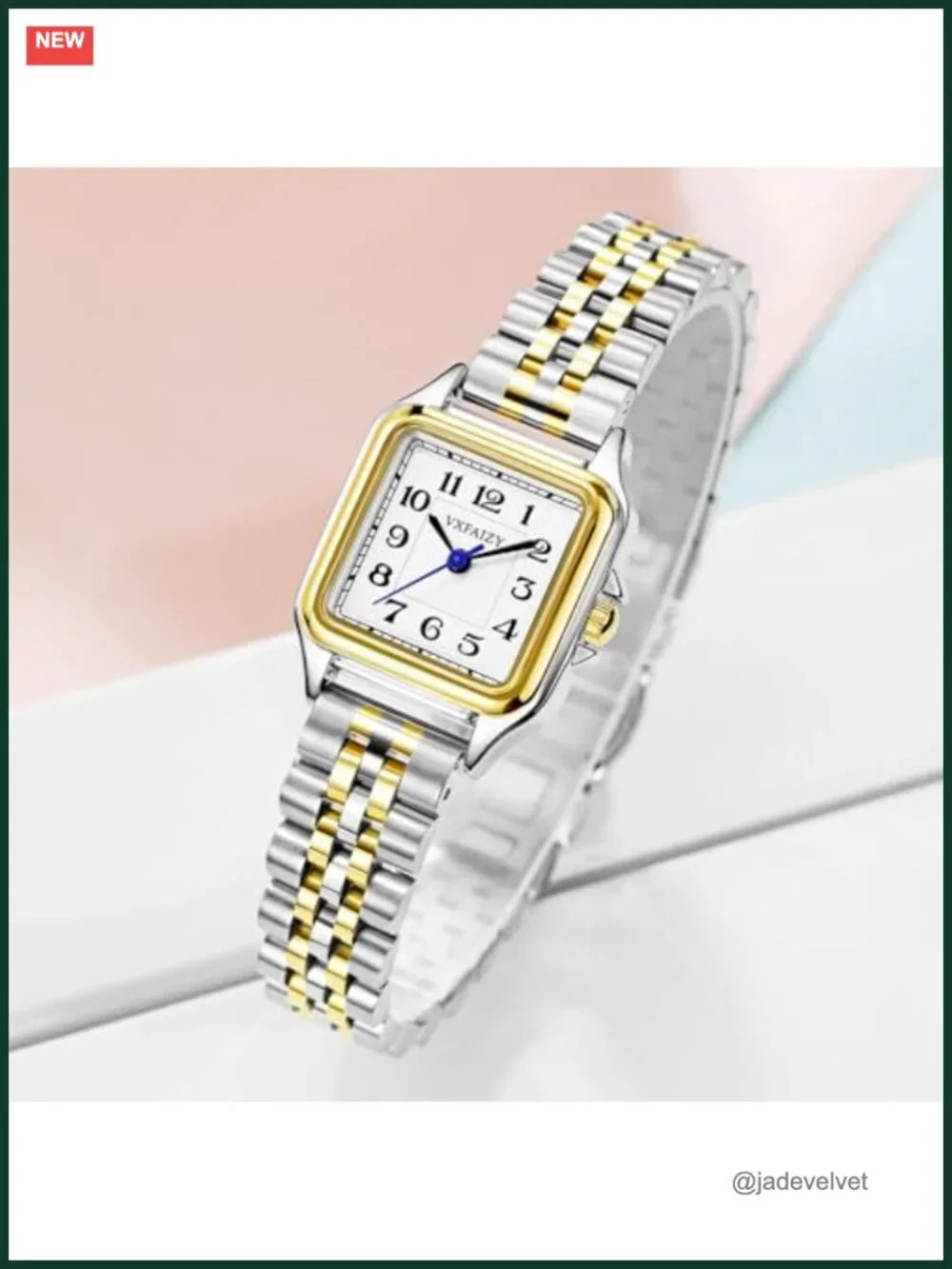 Dainty Square Analog Watch Stainless Steel or Leather Band Water Resistant